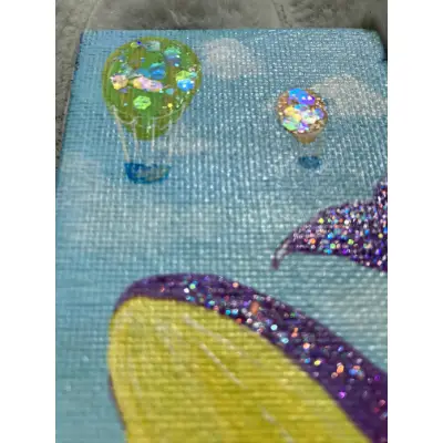 Whale and Hot Air Balloons aceo art card thumbnail 2