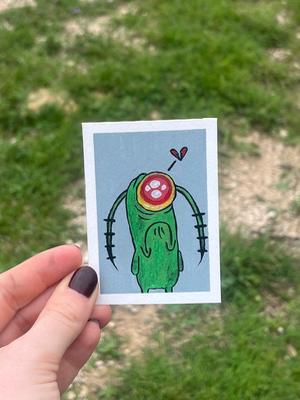 Heartbroken Plankton aceo art card thumbnail 1