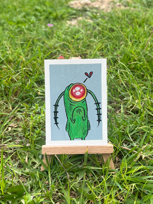 Heartbroken Plankton aceo art card thumbnail 2