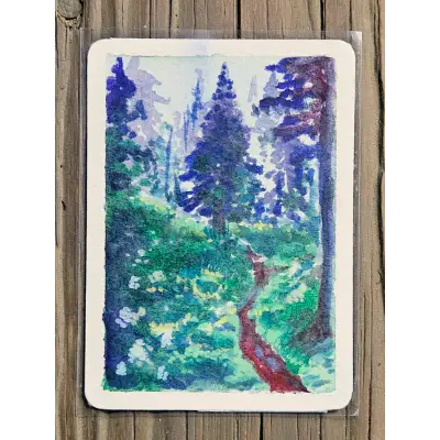 Forest Path aceo art card thumbnail 1