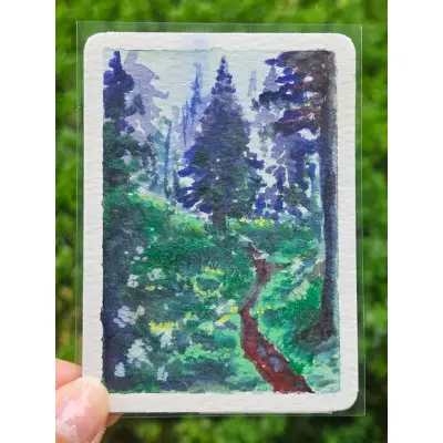 Forest Path aceo art card thumbnail 2