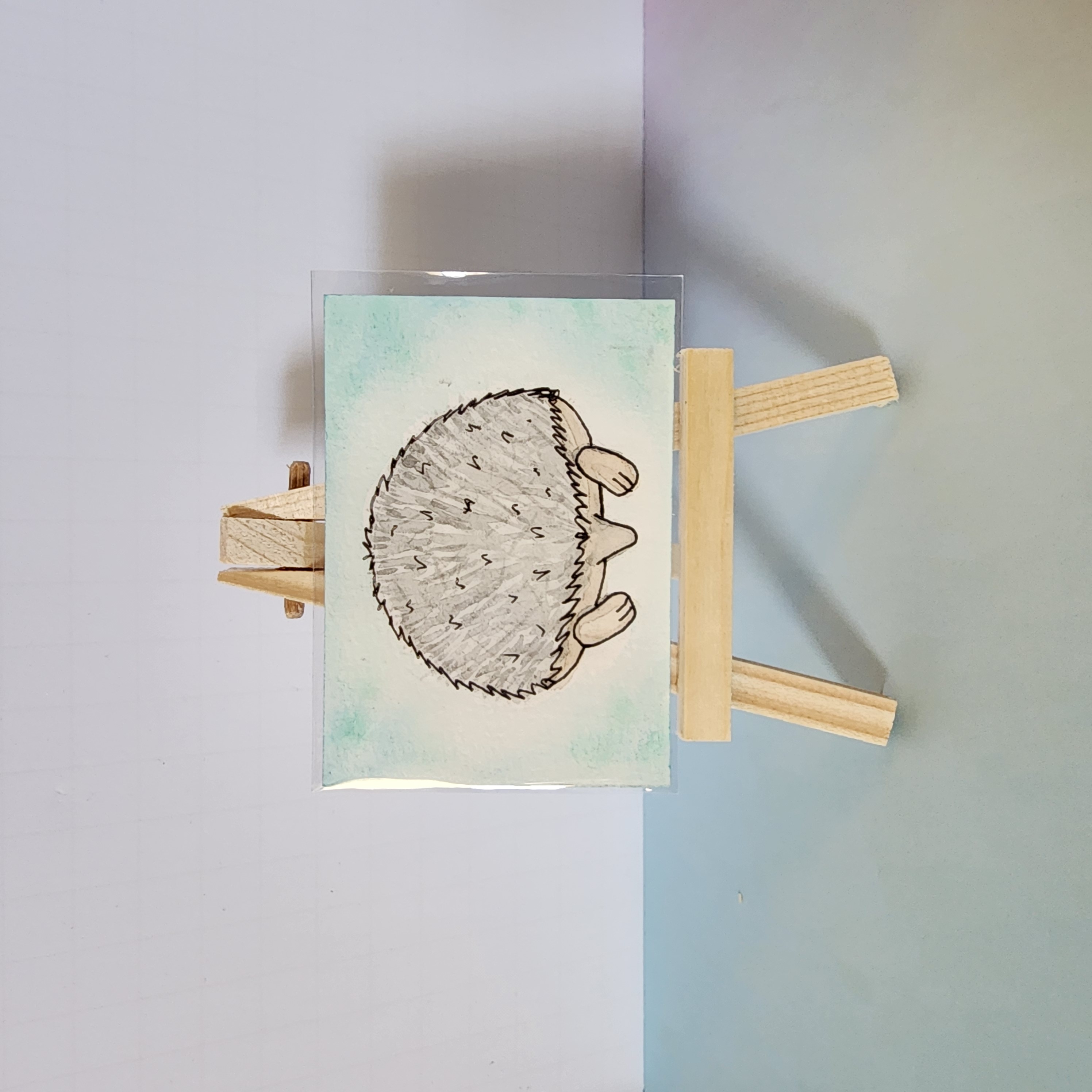 Hedgehog Sploot aceo art card thumbnail 1