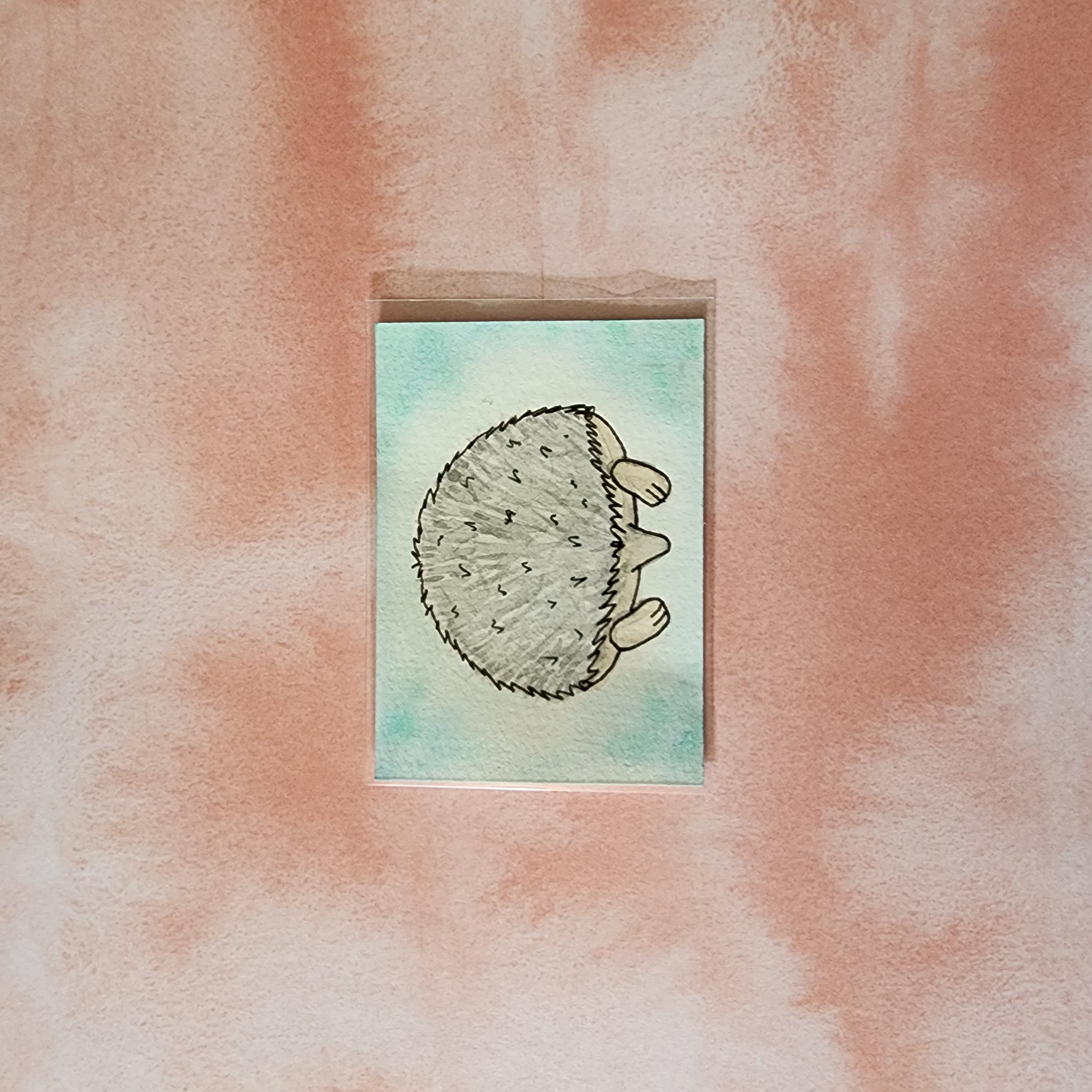 Hedgehog Sploot aceo art card thumbnail 2