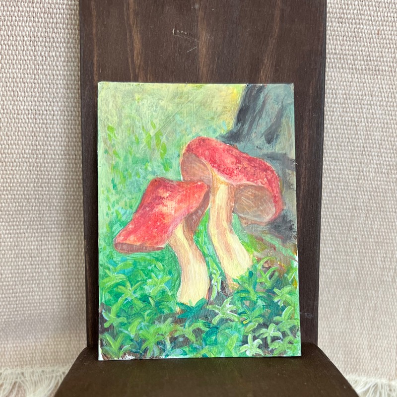 mushrooms aceo art card