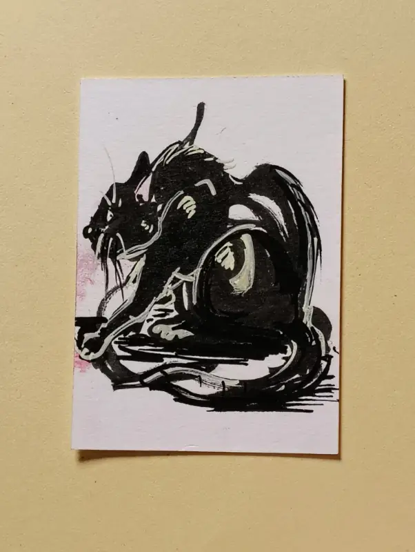 Startle Cat aceo art card