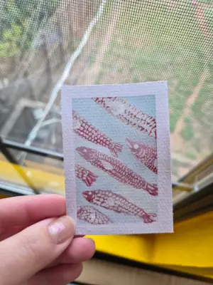 Swiss Fish aceo art card thumbnail 2