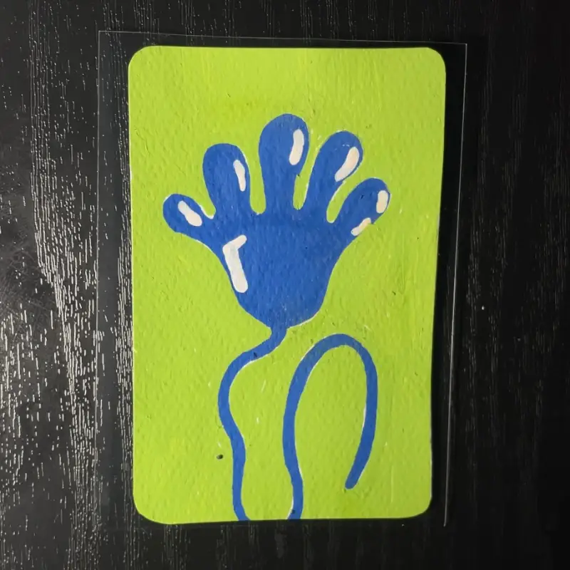 Blue High-Five aceo art card