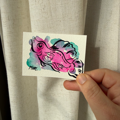 Pink Beta aceo art card thumbnail 2