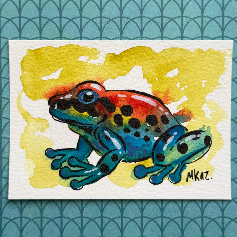 Colorful Frog aceo art card