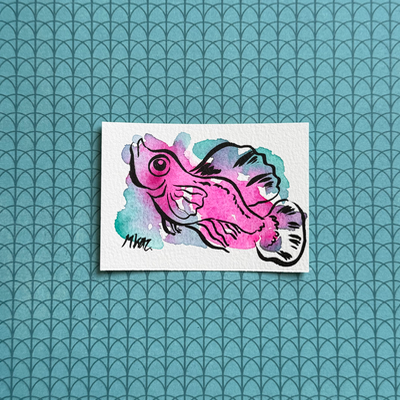 Pink Beta aceo art card thumbnail 1