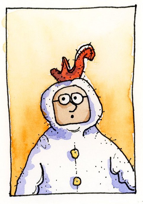 Chick-n Sip Mascot Jason aceo art card