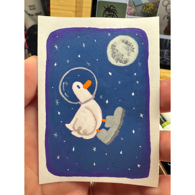 The Duck Side of the Moon aceo art card thumbnail 2