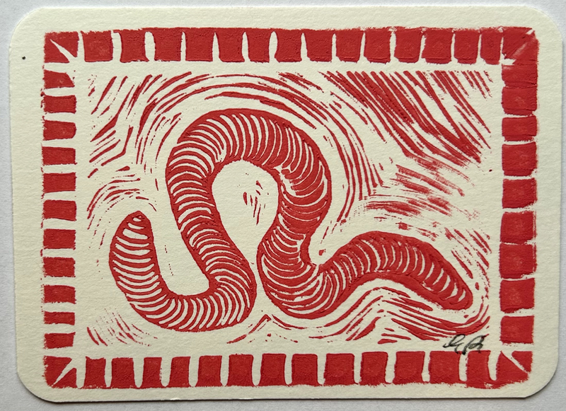 Worm #6 aceo art card