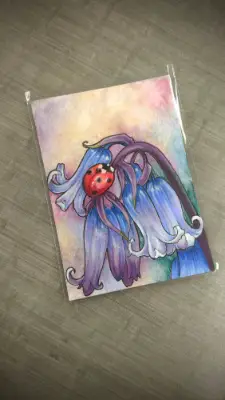 Blue Wood Hyacinth aceo art card thumbnail 2