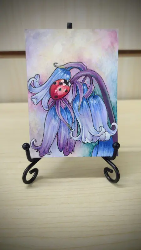 Blue Wood Hyacinth aceo art card