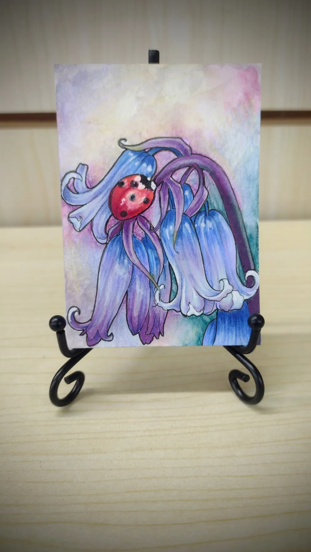 Blue Wood Hyacinth aceo art card