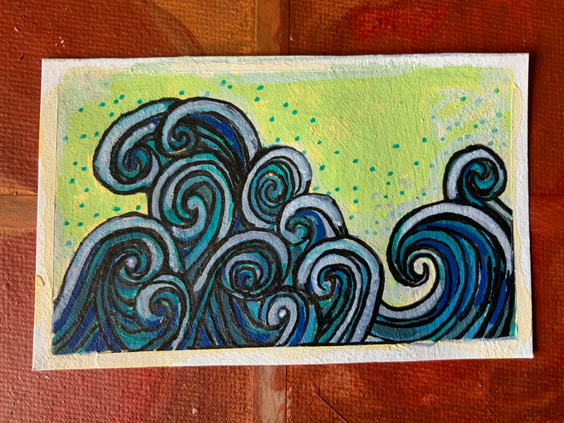 Waves aceo art card
