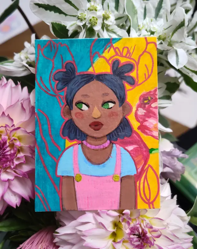 Tulip Girl 1 aceo art card