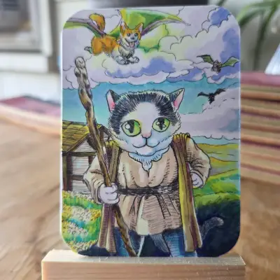 The Day the Dog-ragons Came aceo art card thumbnail 1