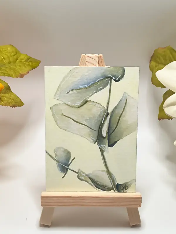 Silver Leaves aceo art card