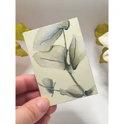 Silver Leaves aceo art card thumbnail 2