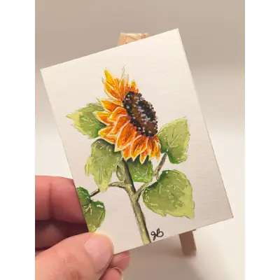 Sunflower 001 aceo art card thumbnail 2
