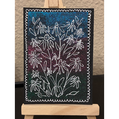 Floral Galaxy aceo art card thumbnail 1