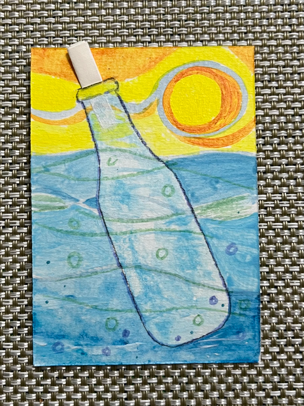 “Message in Bottle” #1 of 3 aceo art card