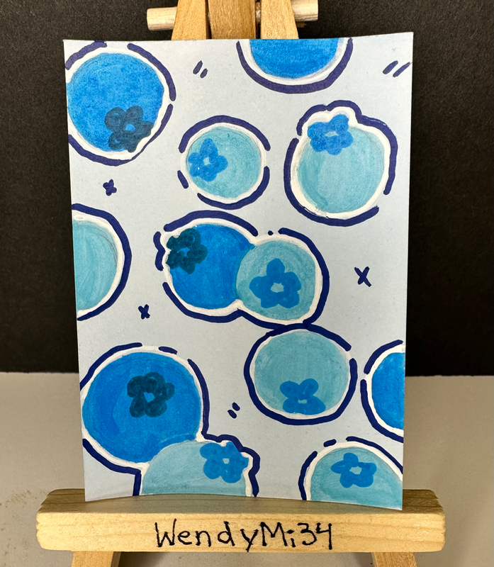 Bumbling Blueberries aceo art card