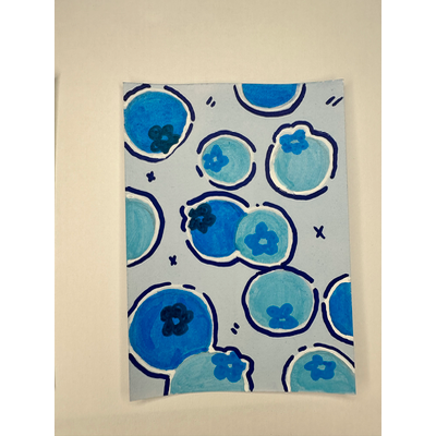 Bumbling Blueberries aceo art card thumbnail 2