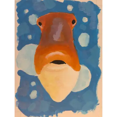 Huh? - Acrylic on Bristol Fish aceo art card thumbnail 1