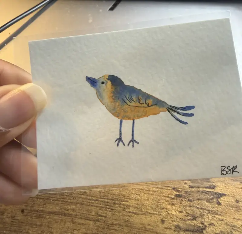 Blue Birdie aceo art card
