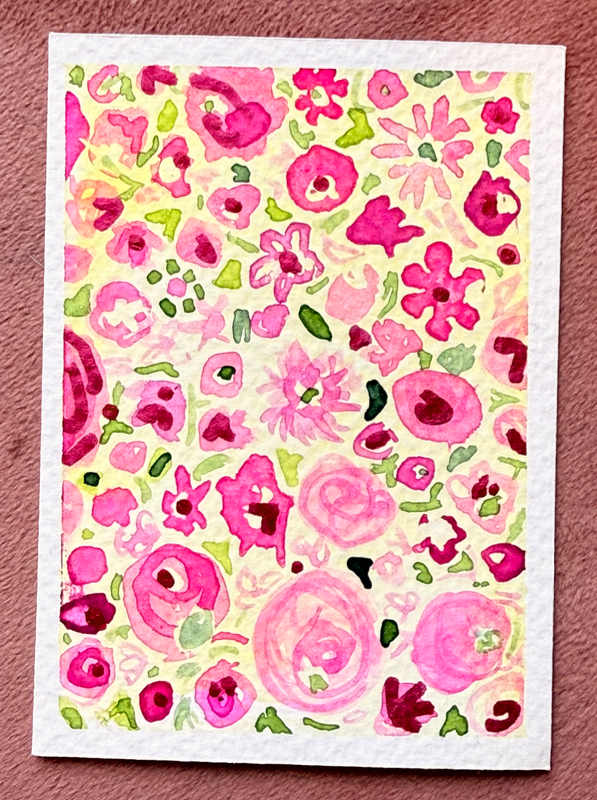 Pink Flower Explosion aceo art card