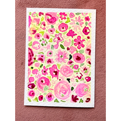 Pink Flower Explosion aceo art card thumbnail 2