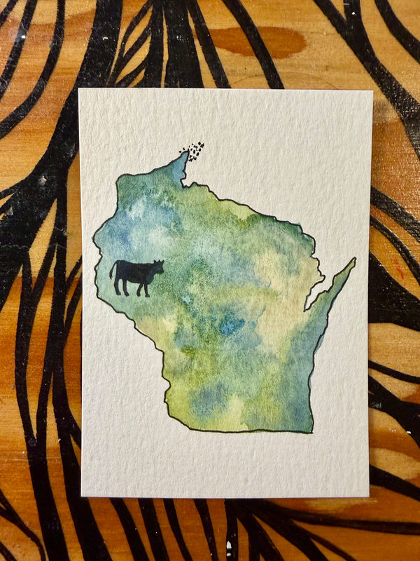 Wisconsin: Cow aceo art card
