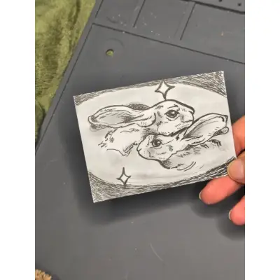 Bunny love aceo art card thumbnail 2