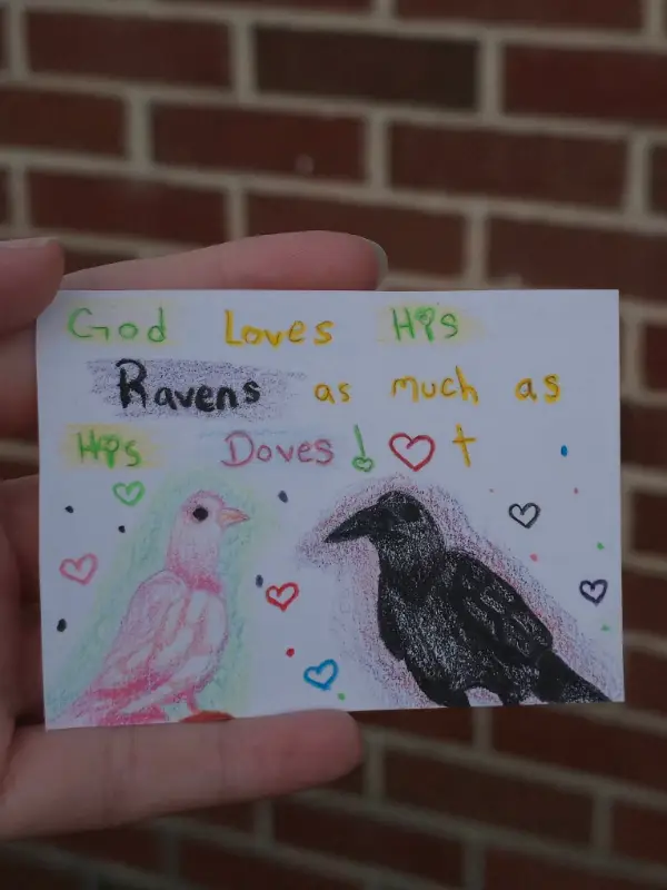 Dove and raven aceo art card