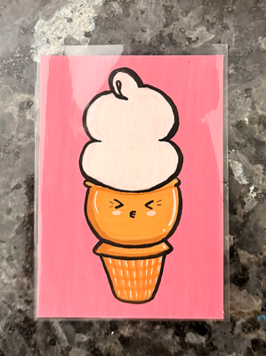 Kawaii Ice Cream aceo art card thumbnail 1