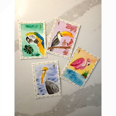 Mahjong Bird Bam Cheers Pelican aceo art card thumbnail 2