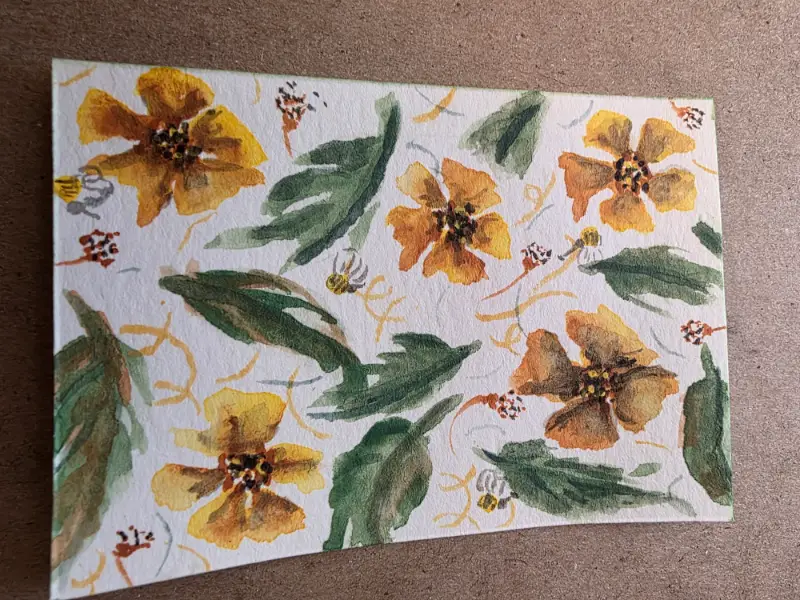Buzzing Bees aceo art card