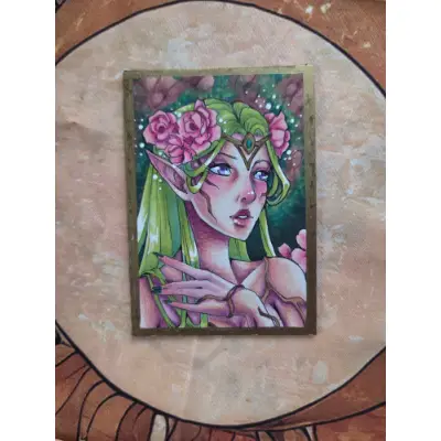Druid Queen - Original ACEO - Ancient Queen Series aceo art card thumbnail 3