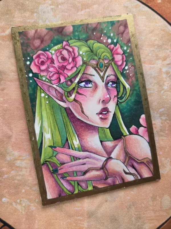Druid Queen - Original ACEO - Ancient Queen Series aceo art card