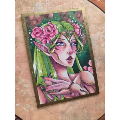 Druid Queen - Original ACEO - Ancient Queen Series aceo art card thumbnail 1
