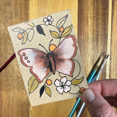 ACEO Original Painting. Acrylic, Butterfly, Insect, Abstract, By Lark Watercolor and Art aceo art card thumbnail 4