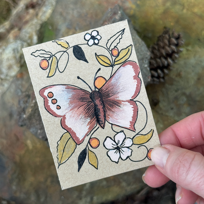 ACEO Original Painting. Acrylic, Butterfly, Insect, Abstract, By Lark Watercolor and Art aceo art card thumbnail 2
