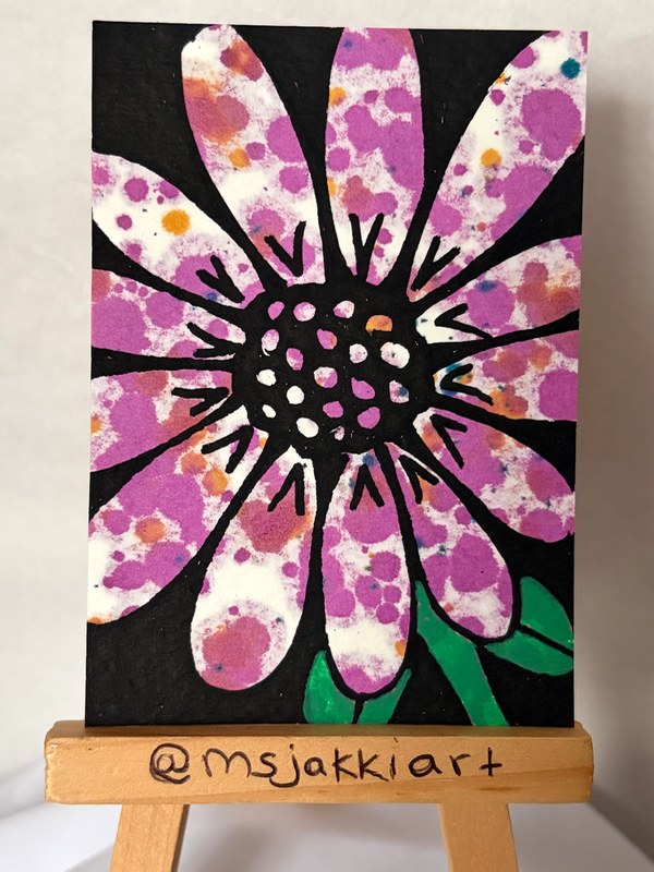 Tie Dye Flower aceo art card