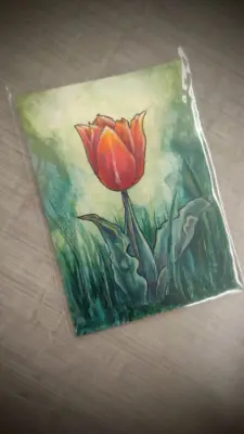 Tulip of Flames aceo art card thumbnail 1