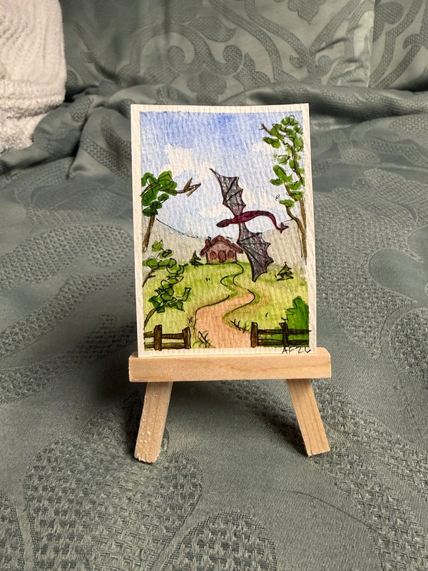 Dragons Roam Here 3/4 aceo art card