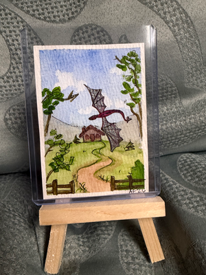 Dragons Roam Here 3/4 aceo art card thumbnail 3