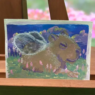 Flappy Cappy aceo art card thumbnail 1